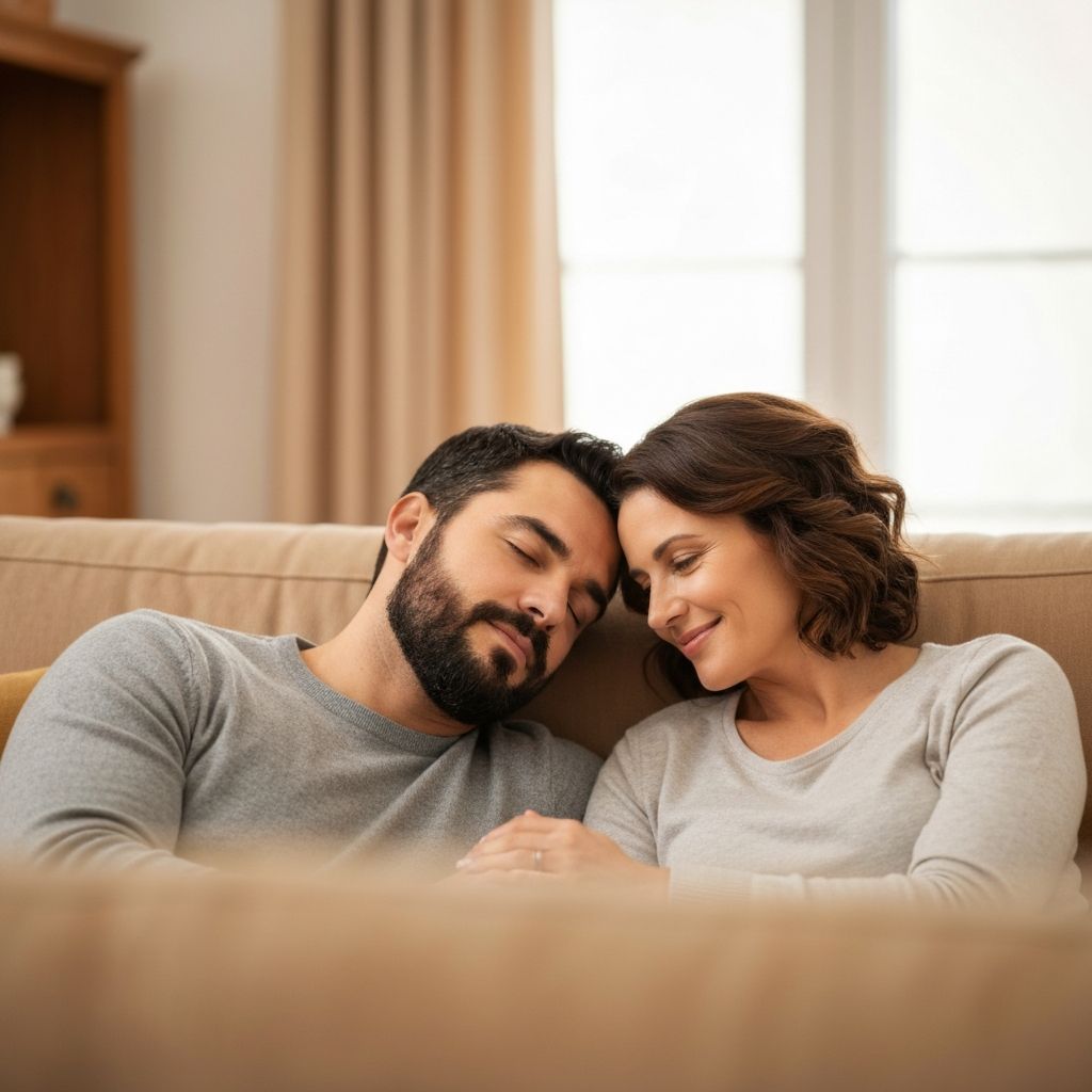 A couple sharing a relaxed moment together